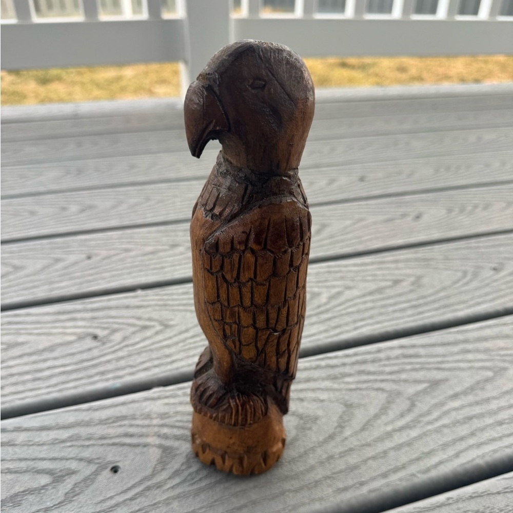 Hand Carved Wooden Eagle Folk Art Sculpture Rustic Cabin Decor